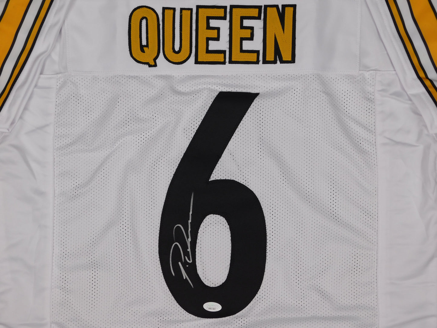 Patrick Pat Queen Signed Autographed Pittsburgh Steelers White Jersey JSA COA