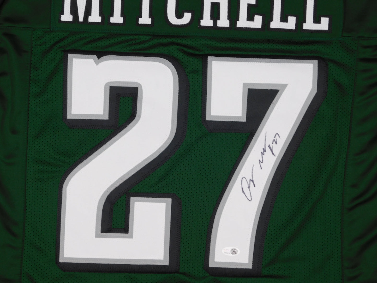 Quinyon Mitchell Signed Autographed Philadelphia Eagles Green Football Jersey JSA COA