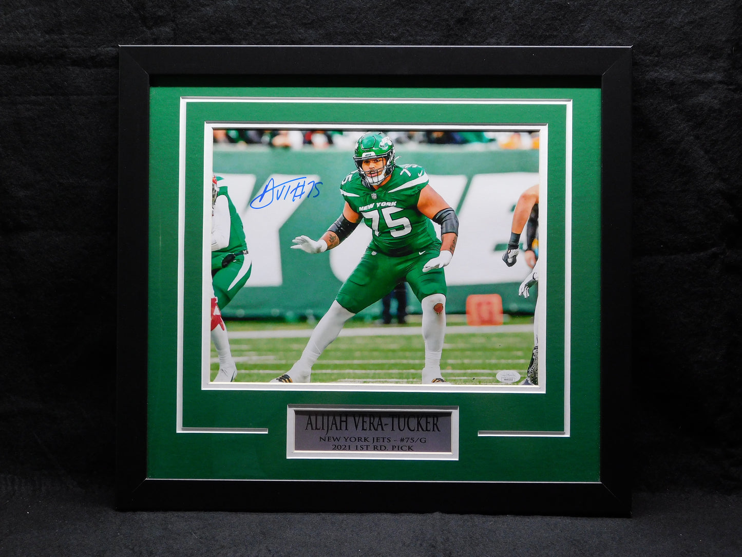 Alijah Vera-Tucker AVT Signed Autographed Framed 11x14 Photo New York Jets JSA COA A