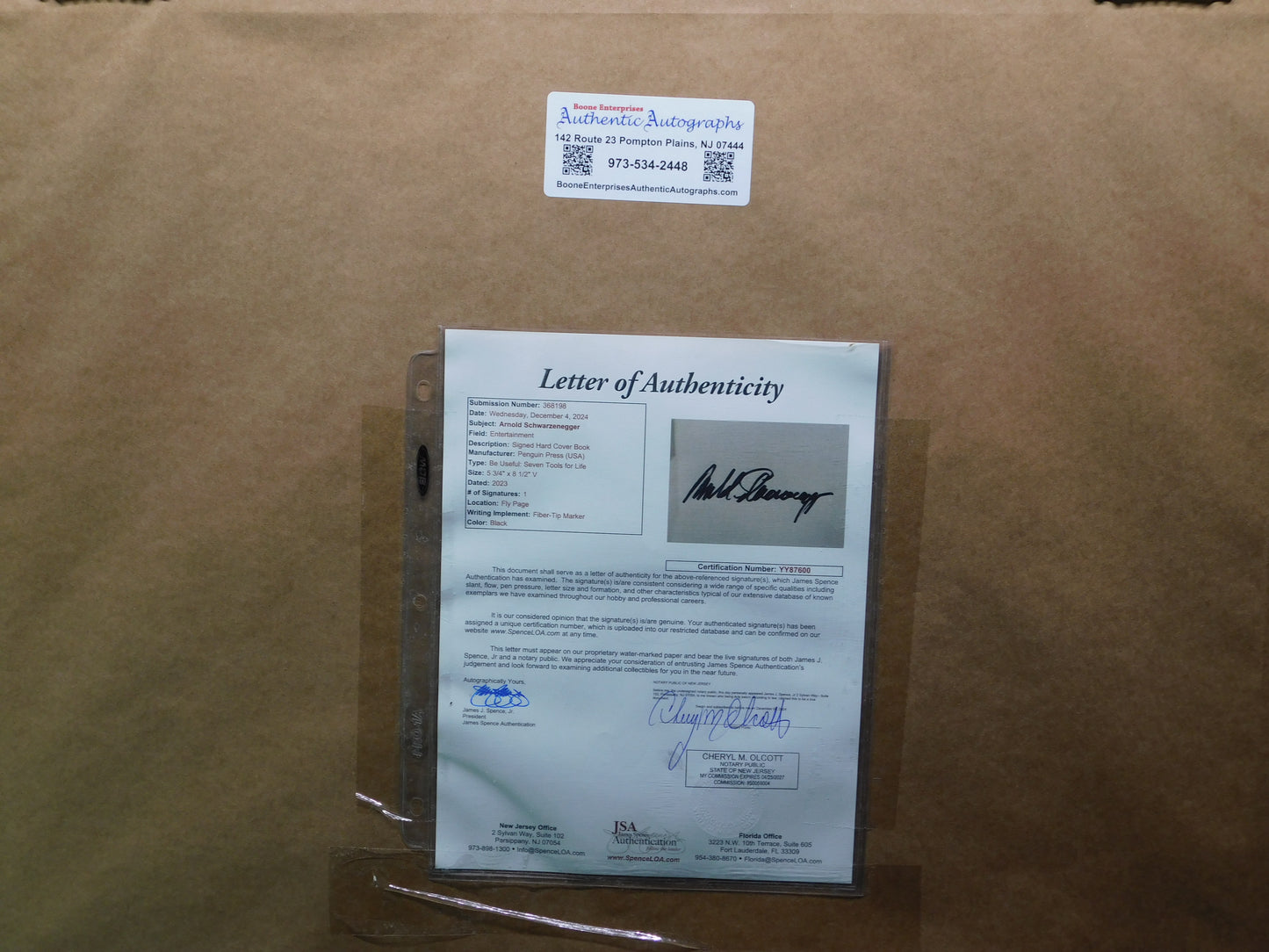 Arnold Schwarzenegger Signed Autographed Framed Cut Display The Terminator JSA LOA