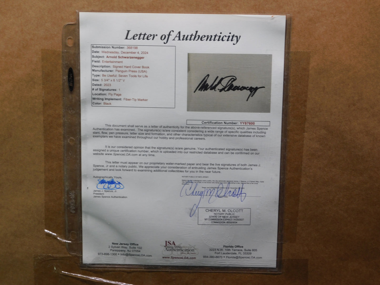Arnold Schwarzenegger Signed Autographed Framed Cut Display The Terminator JSA LOA