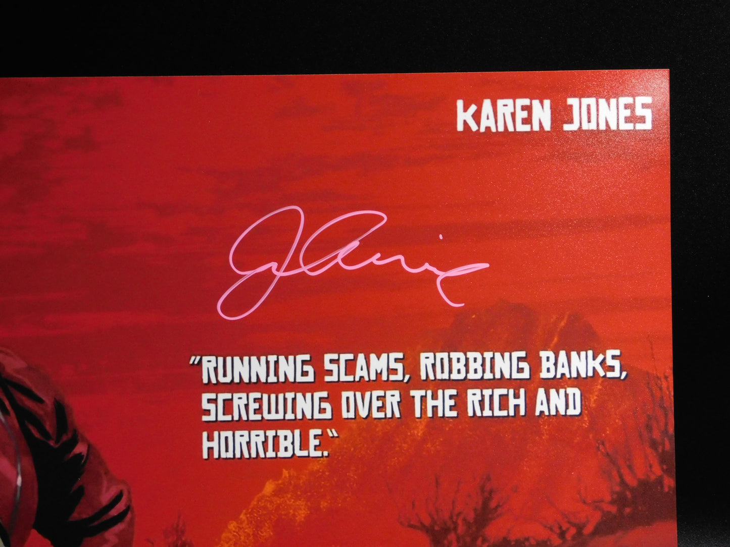 Jo Armeniox Signed Autographed 11x17 Photo Red Dead Redemption Karen Jones JSA COA Pink