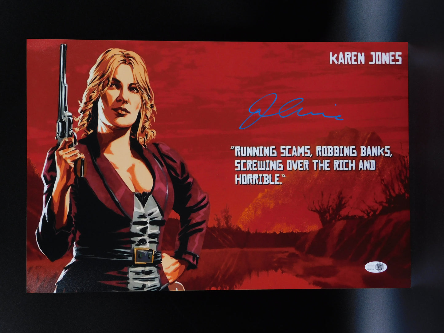 Jo Armeniox Signed Autographed 11x17 Photo Red Dead Redemption Karen Jones JSA COA Blue