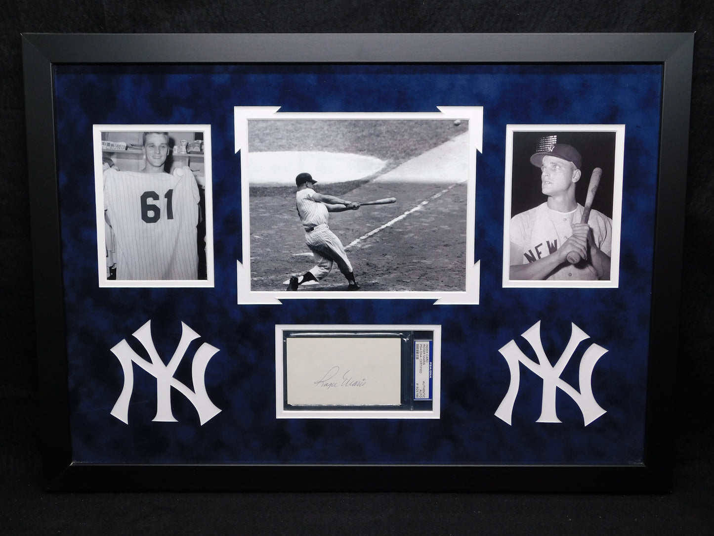 Roger Maris Signed Autographed Framed New York Yankees 3x5 Index Card PSA Slab