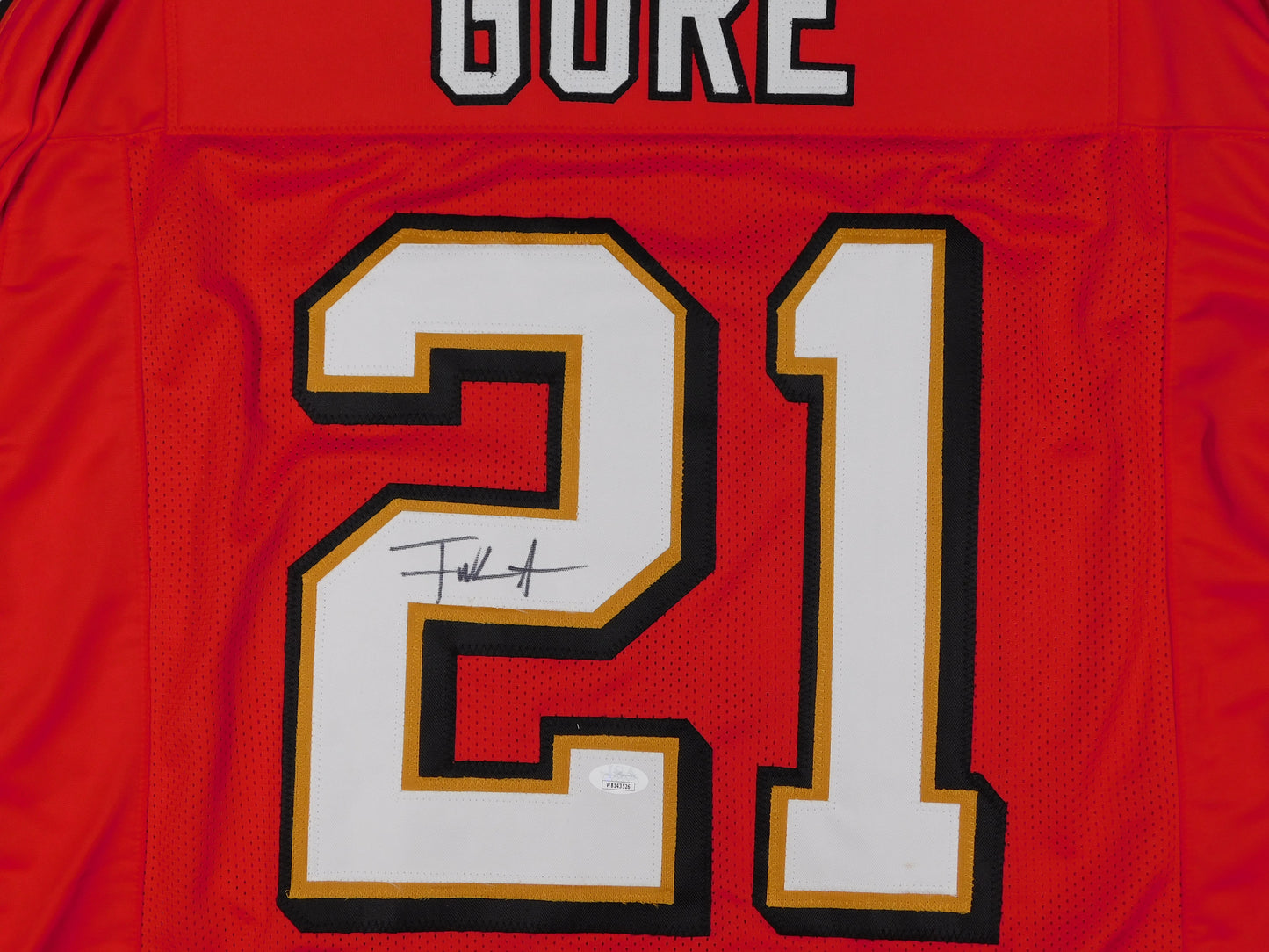 Frank Gore Signed Autographed San Francisco 49ers Throwback Red Football Jersey JSA COA
