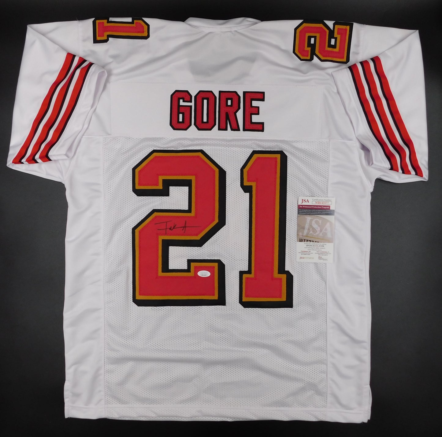 Frank Gore Signed Autographed San Francisco 49ers White Football Jersey JSA COA