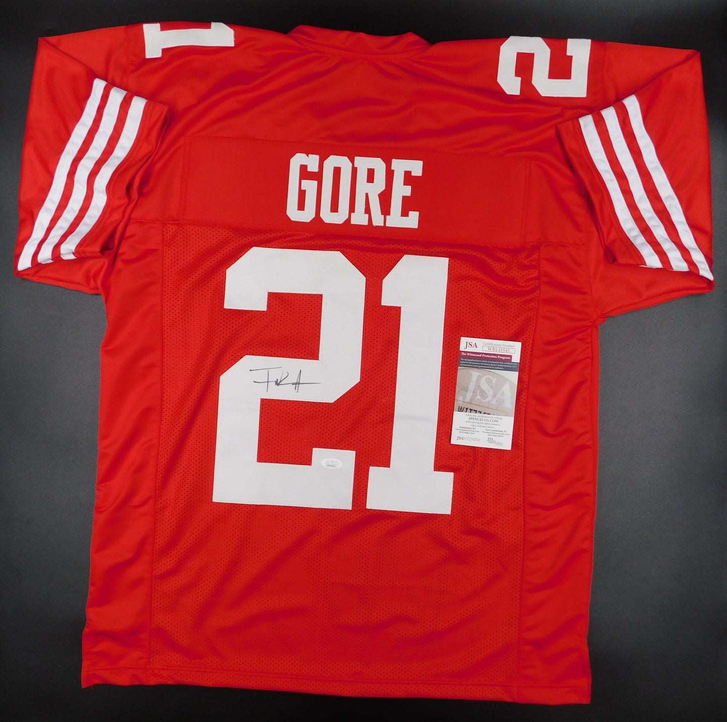 Frank Gore Signed Autographed San Francisco 49ers Red Football Jersey JSA COA