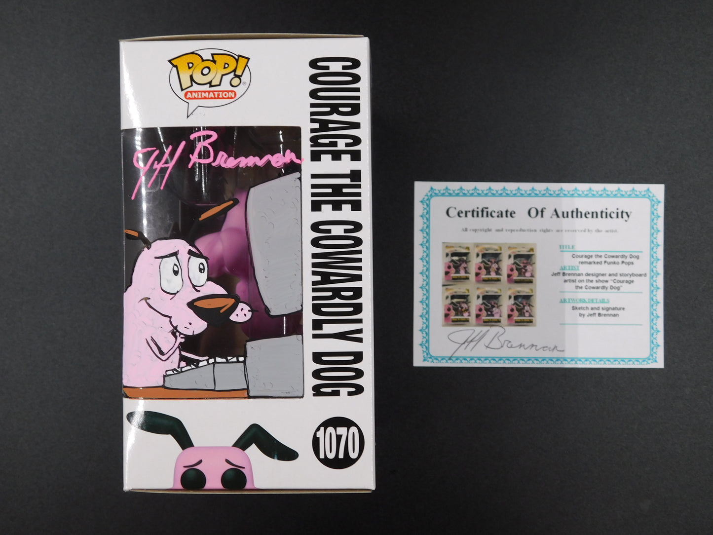 Jeff Brennan Remark Artwork Sketch Signed Funko Pop 1070 Courage The Cowardly Dog