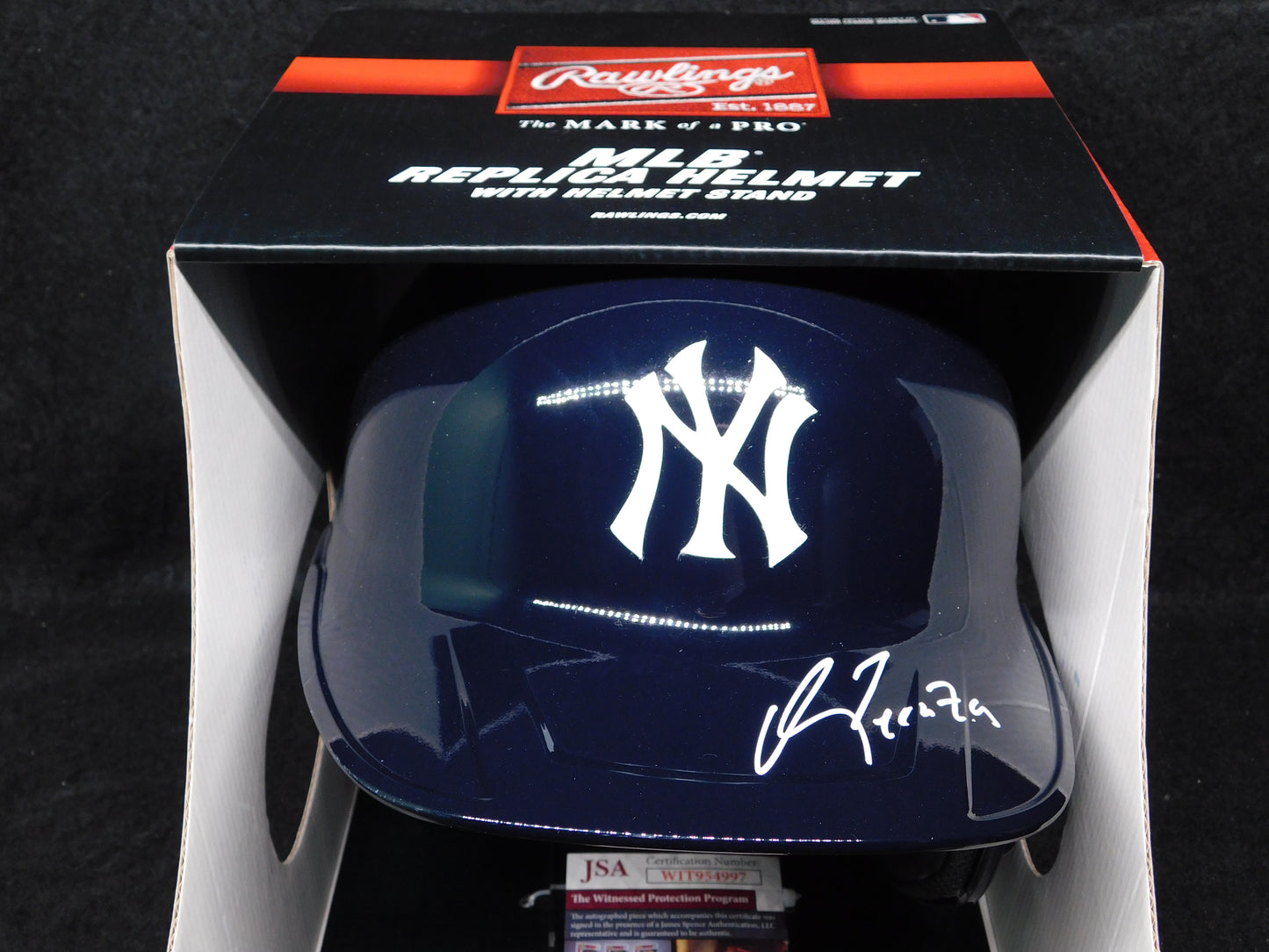 Oswald Peraza Signed Autographed Rawlings Full Size New York Yankees Batting Helmet JSA COA B