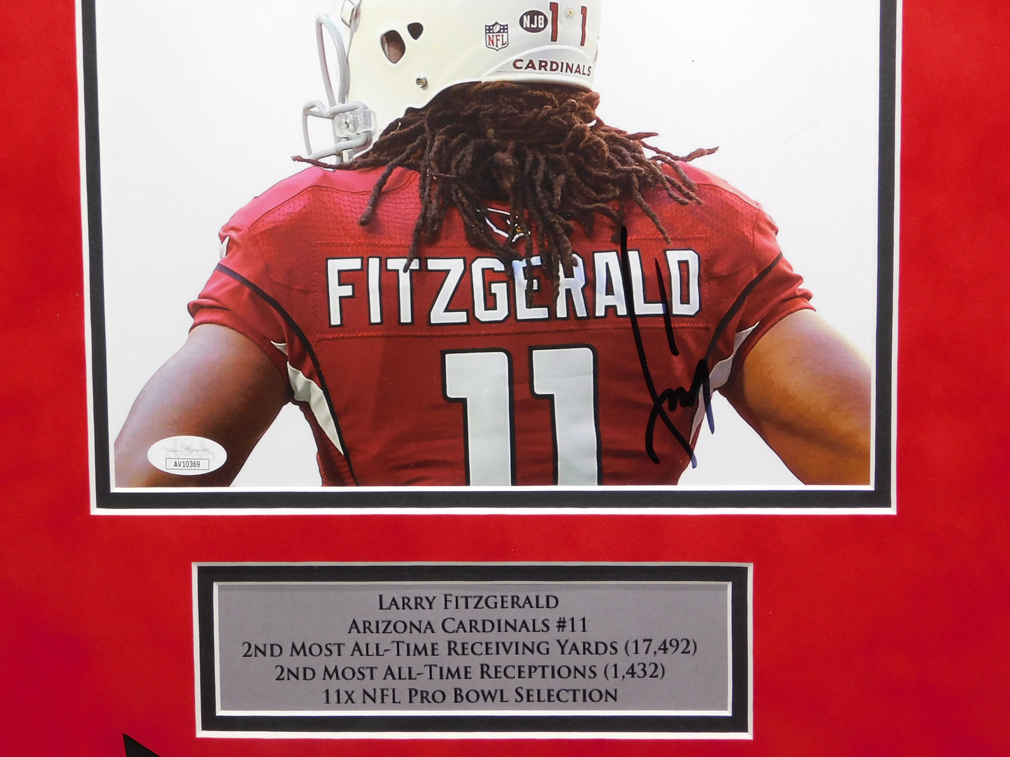 Larry Fitzgerald Signed Autographed Framed 8x10 Photo Arizona Cardinals Legend JSA COA