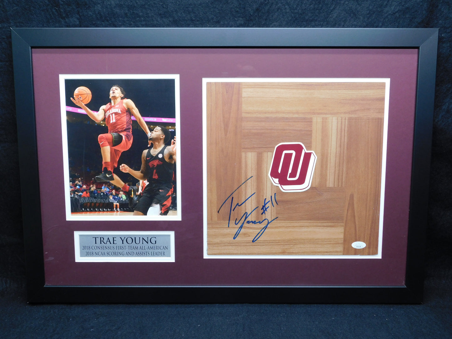 Ice Trae Young Signed Autographed Framed Floorboard Oklahoma Sooners JSA COA