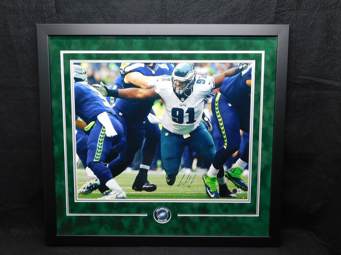 Fletcher Cox Signed Autographed Framed 16x20 Photo Philadelphia Eagles Super Bowl BAS COA C