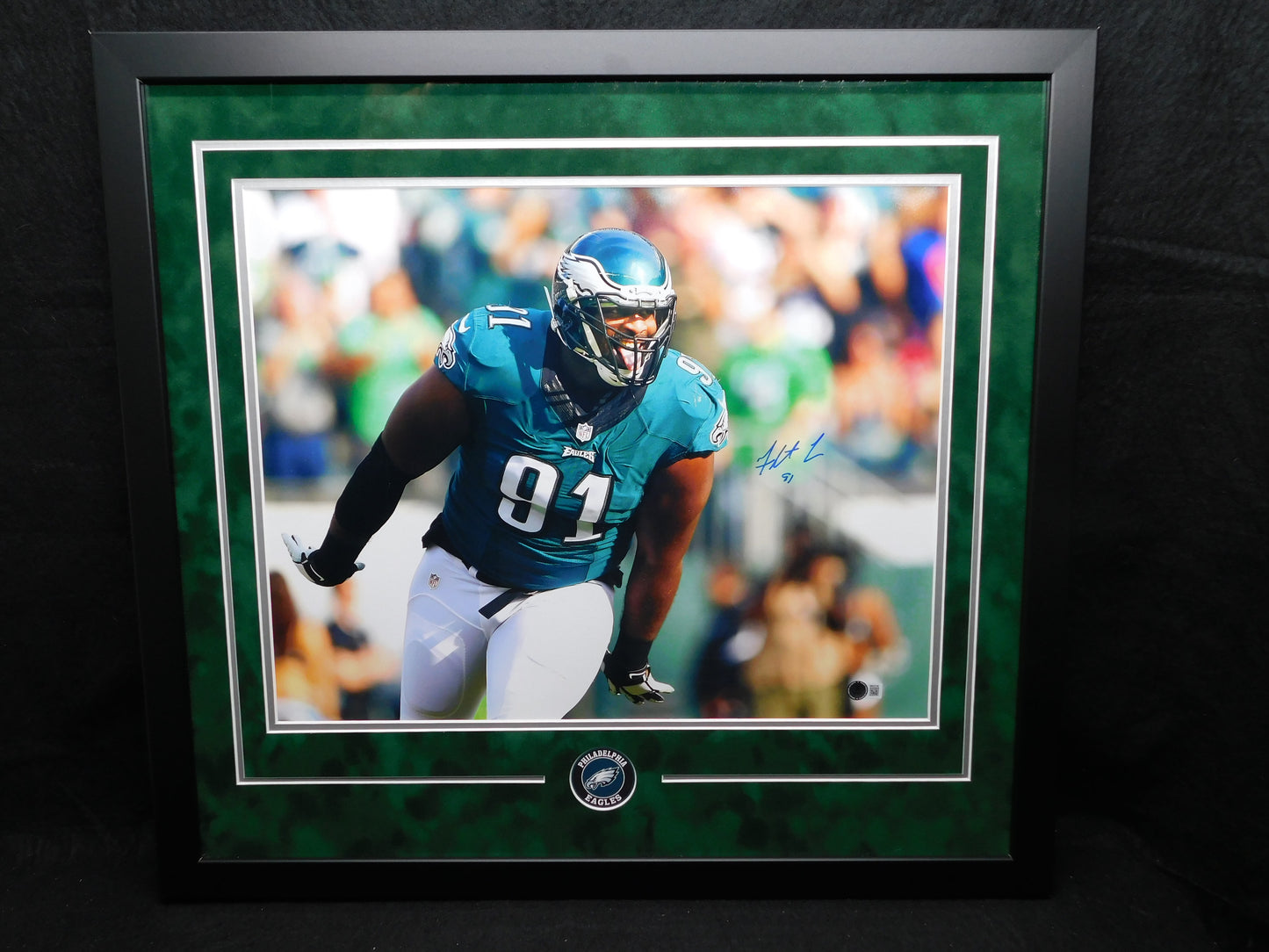 Fletcher Cox Signed Autographed Framed 16x20 Photo Philadelphia Eagles Super Bowl BAS COA D