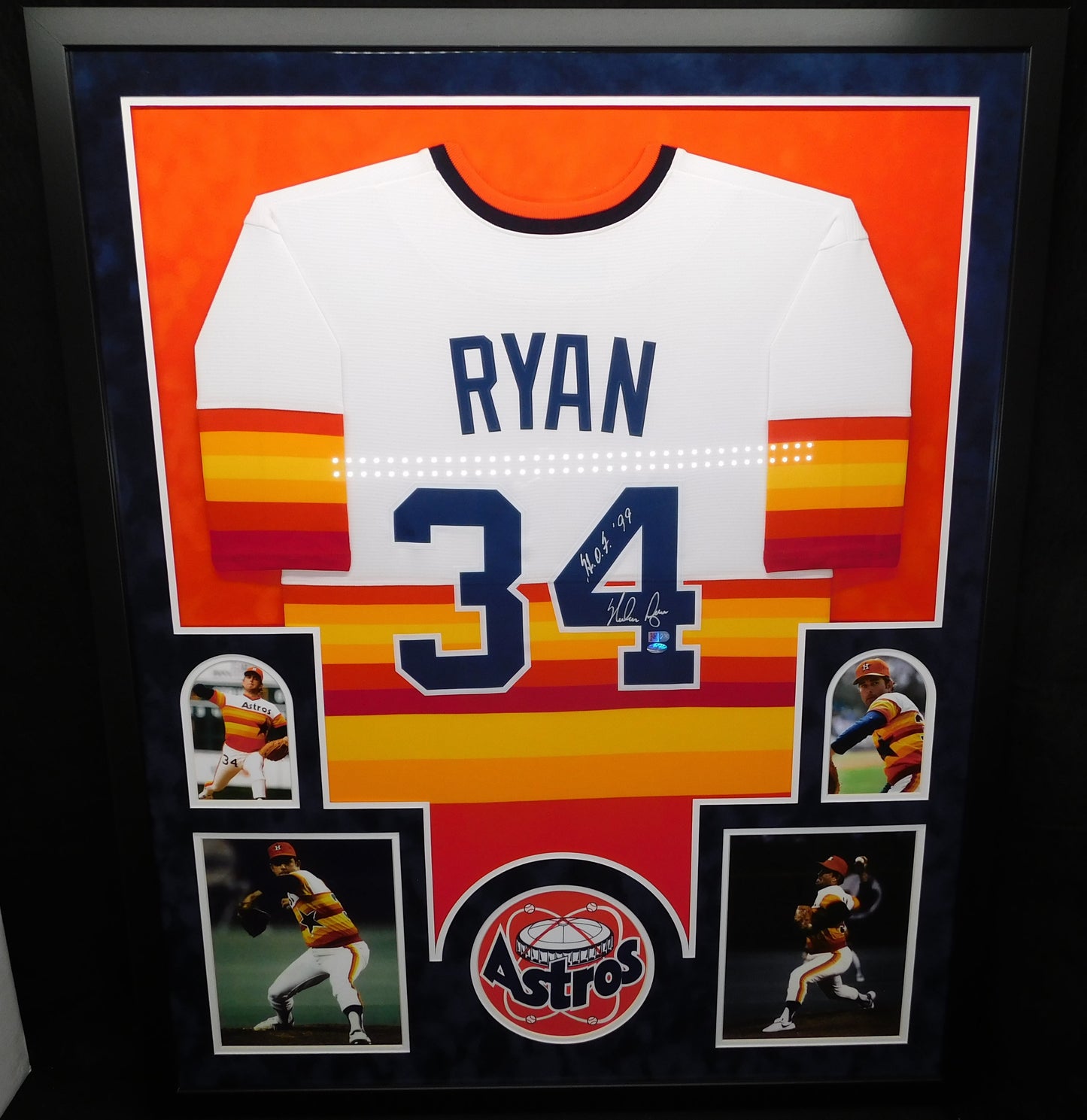 Nolan Ryan Signed Autographed Framed Houston Astros Jersey HOF 99 Inscribed AI & Ryan COA