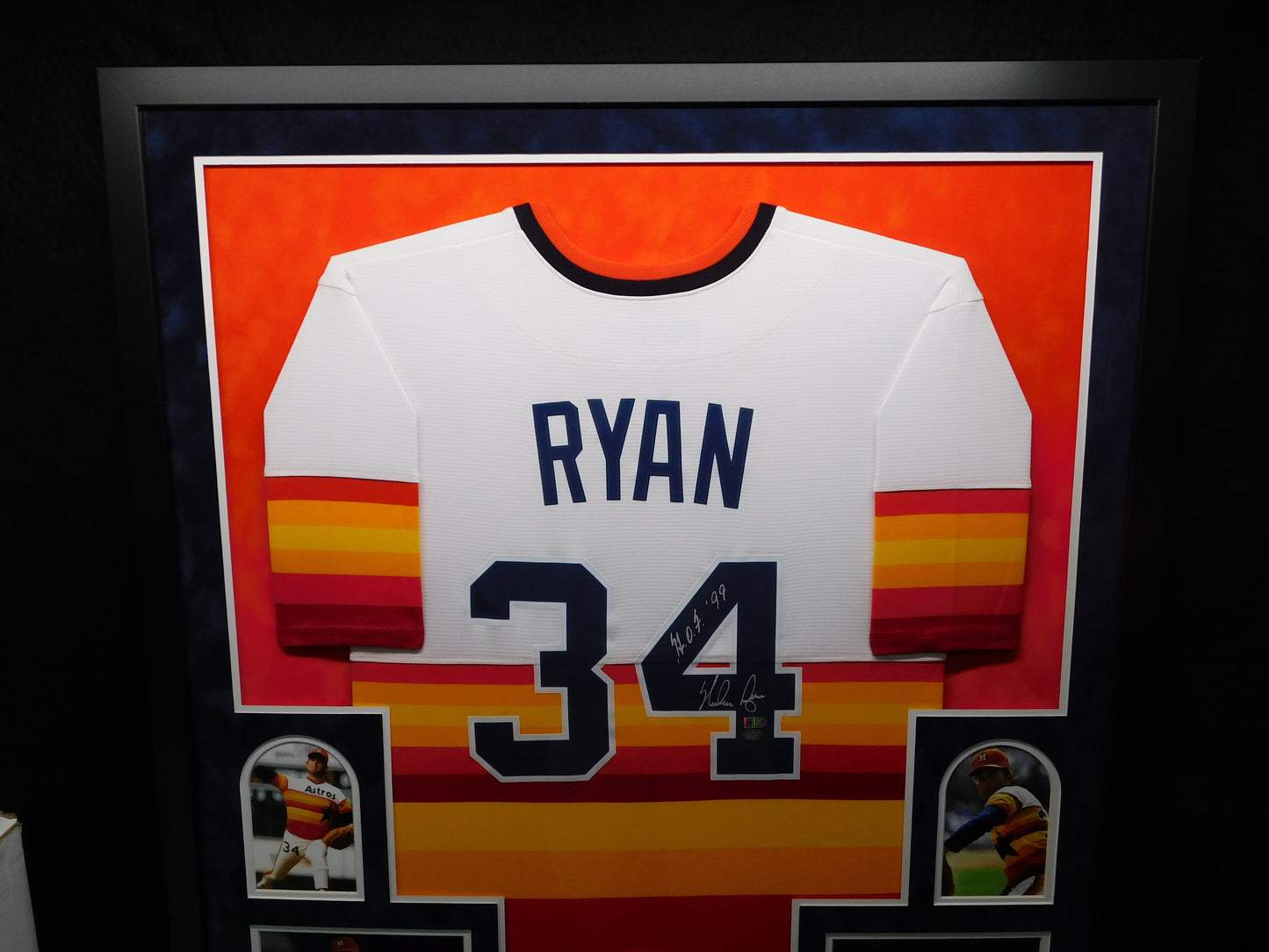 Nolan Ryan Signed Autographed Framed Houston Astros Jersey HOF 99 Inscribed AI & Ryan COA