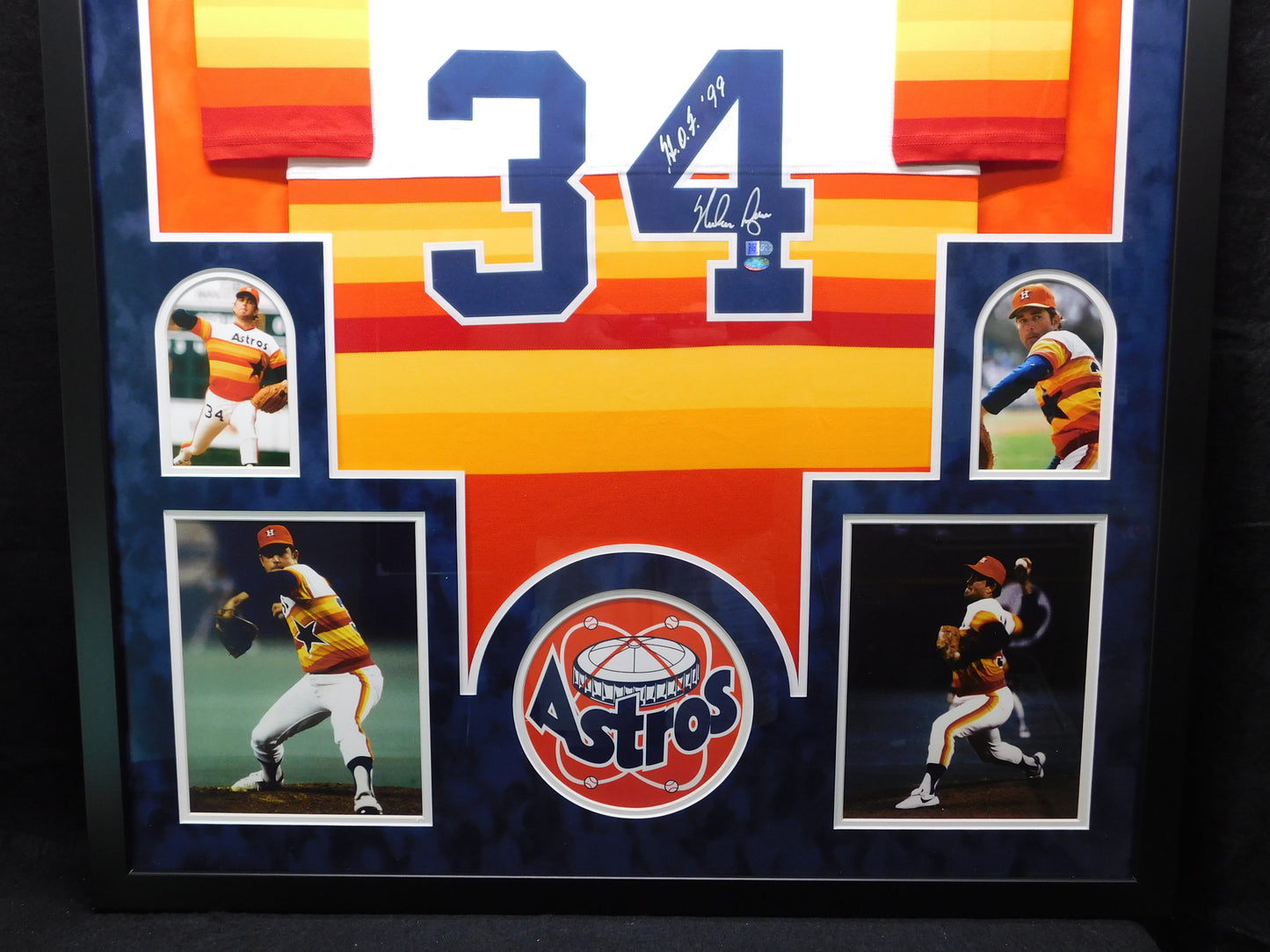 Nolan Ryan Signed Autographed Framed Houston Astros Jersey HOF 99 Inscribed AI & Ryan COA