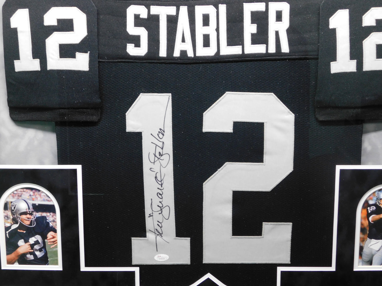 Ken Stabler Signed Autographed Framed Oakland Raiders Black Jersey HOF JSA COA