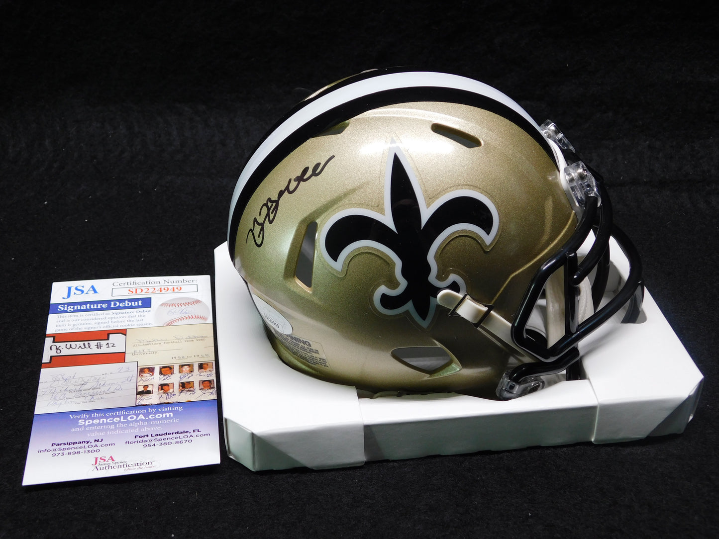 Bryan Bresee Signed Autographed New Orleans Saints Throwback Speed Mini Helmet JSA COA