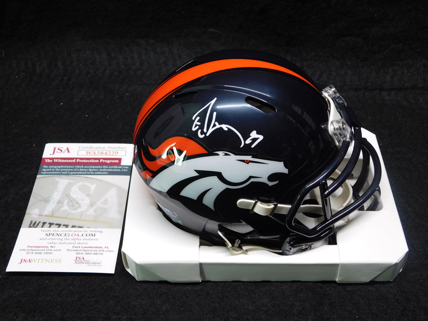 Ed McCaffrey Signed Autographed Denver Broncos Speed Mini Helmet JSA COA