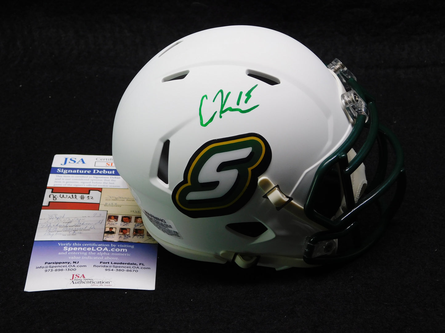 Cole Kelley Signed Auto Southeastern Louisiana Lions Speed Mini Helmet JSA COA
