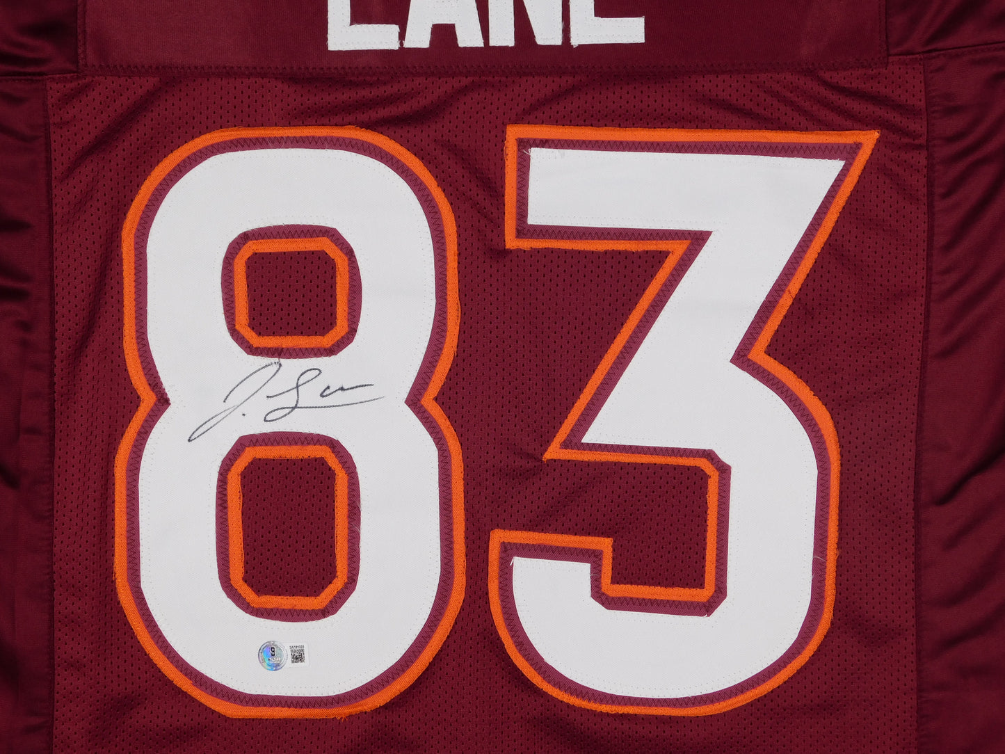 Jaylin Lane Signed Autographed Virginia Tech Hokies Maroon Football Jersey BAS COA