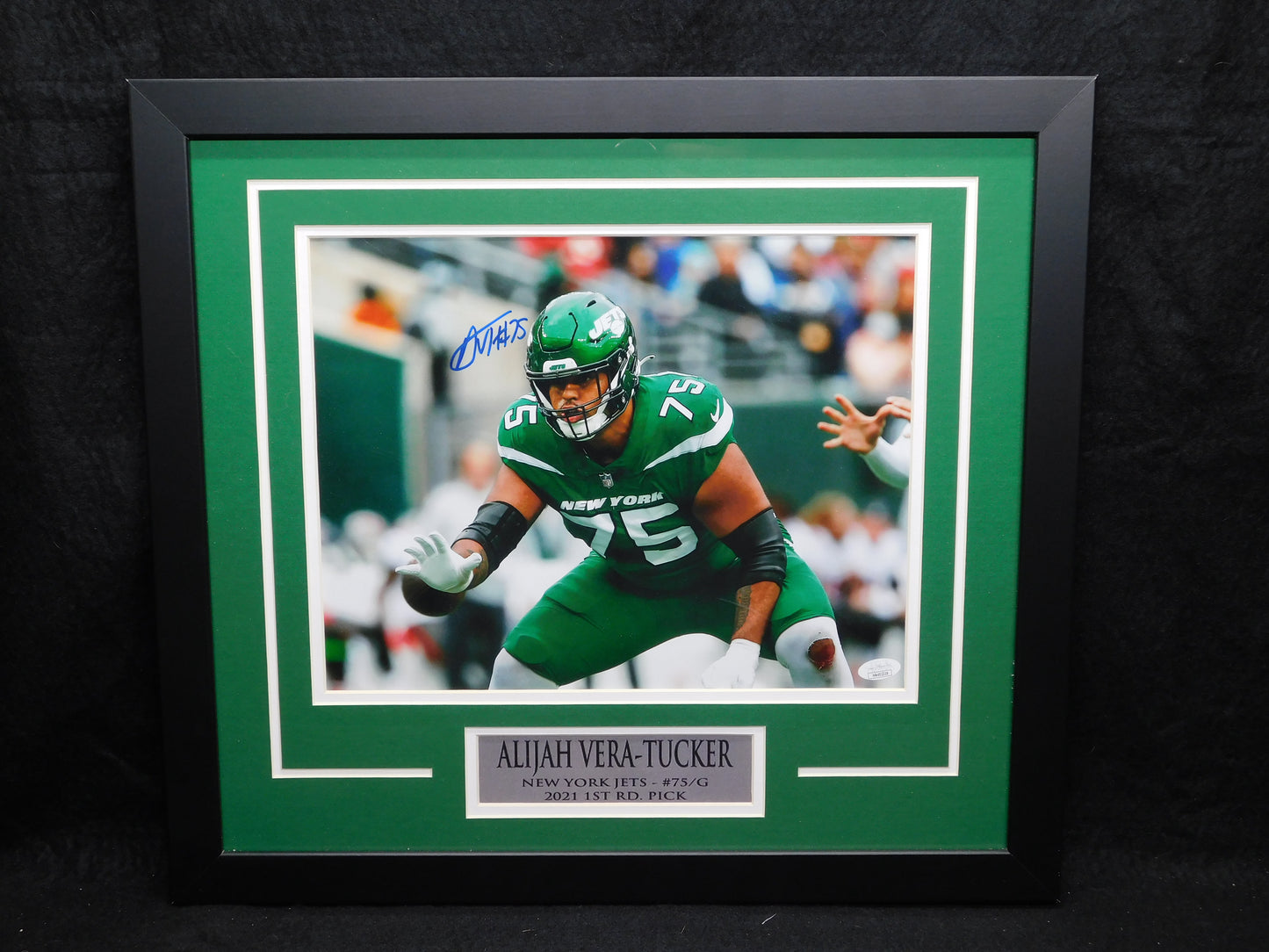 Alijah Vera-Tucker AVT Signed Autographed Framed 11x14 Photo New York Jets JSA COA B