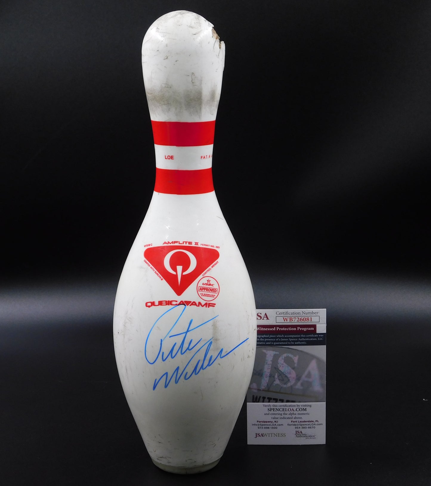 Pete Weber Signed Autographed Authentic Used Bowling Pin PBA USBC HOF JSA COA A