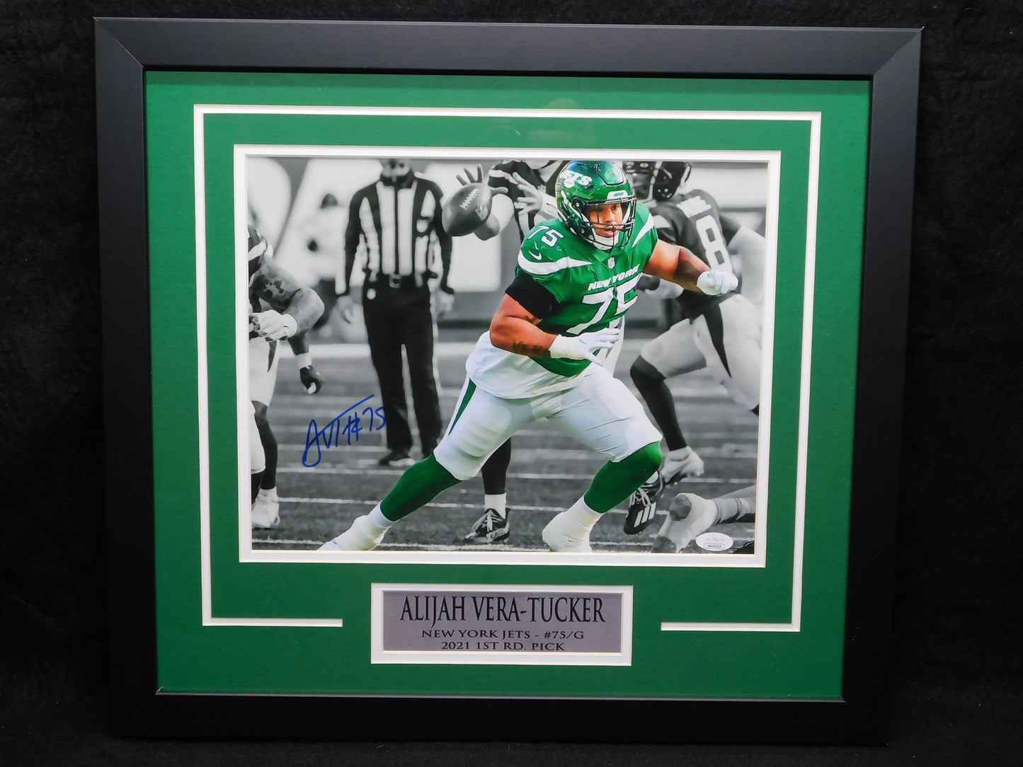 Alijah Vera-Tucker AVT Signed Autographed Framed 11x14 Photo New York Jets JSA COA C