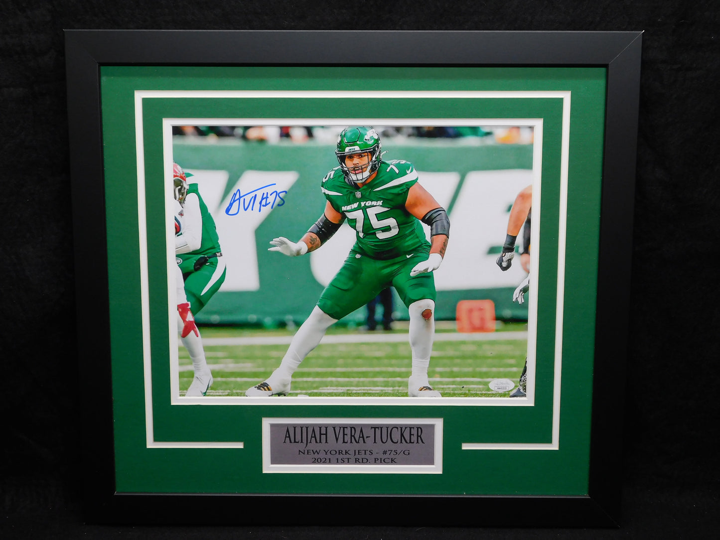 Alijah Vera-Tucker AVT Signed Autographed Framed 11x14 Photo New York Jets JSA COA D