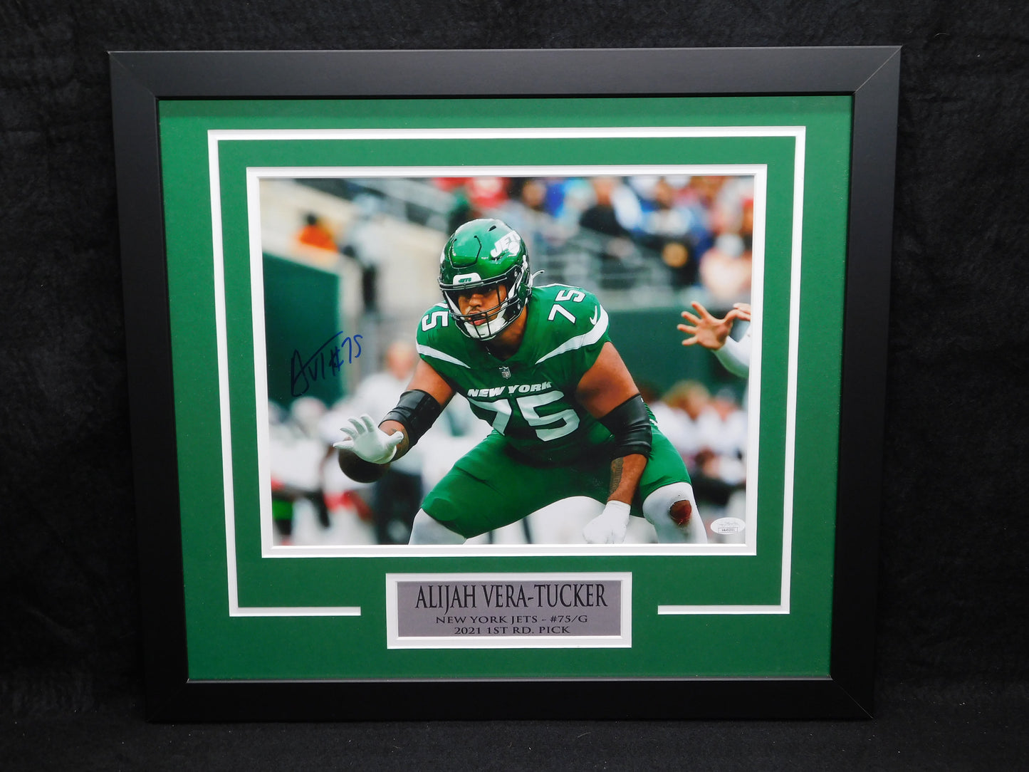 Alijah Vera-Tucker AVT Signed Autographed Framed 11x14 Photo New York Jets JSA COA E