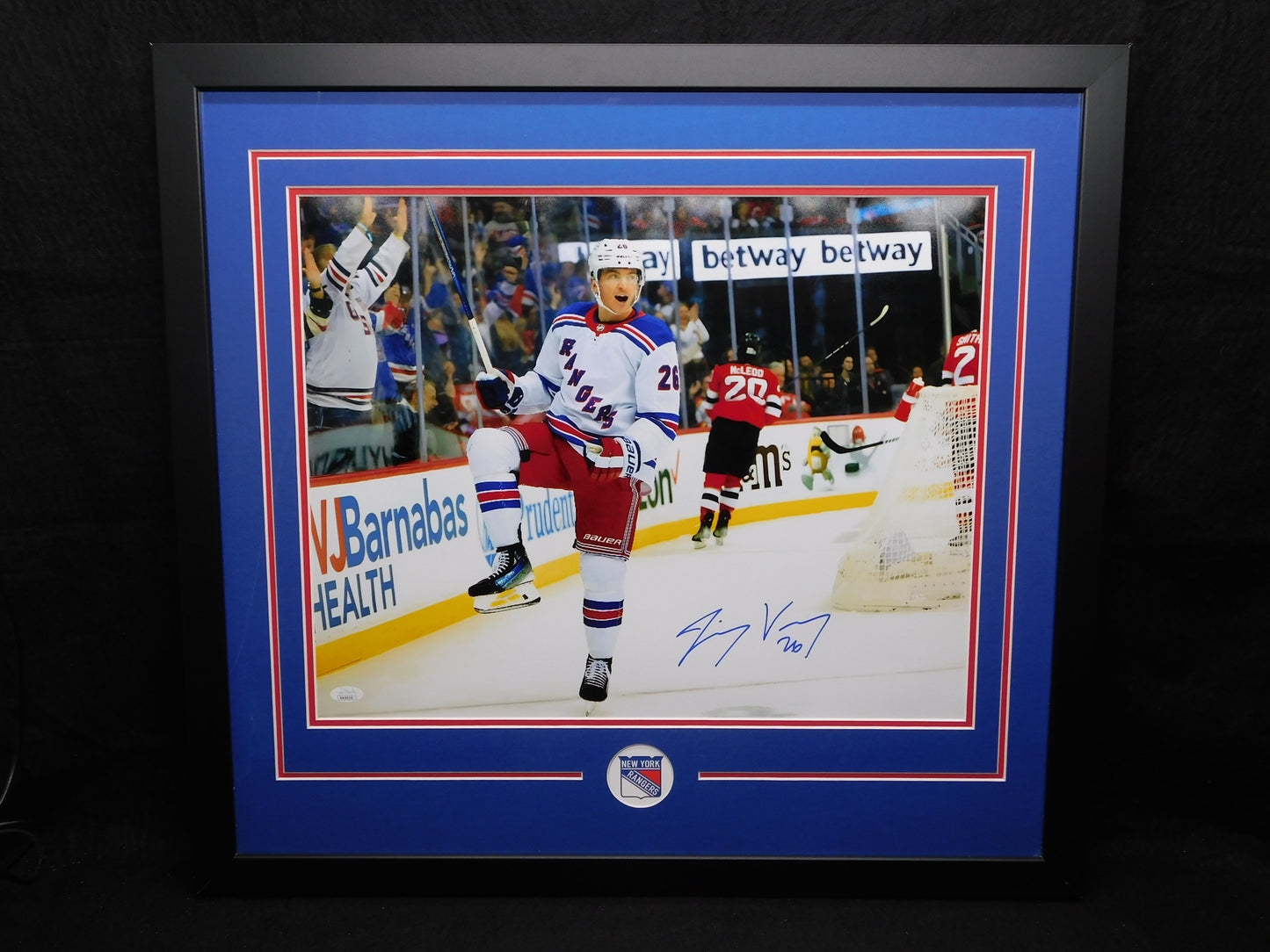 Jimmy Vesey Signed Autographed Framed 16x20 Photo New York Rangers JSA COA