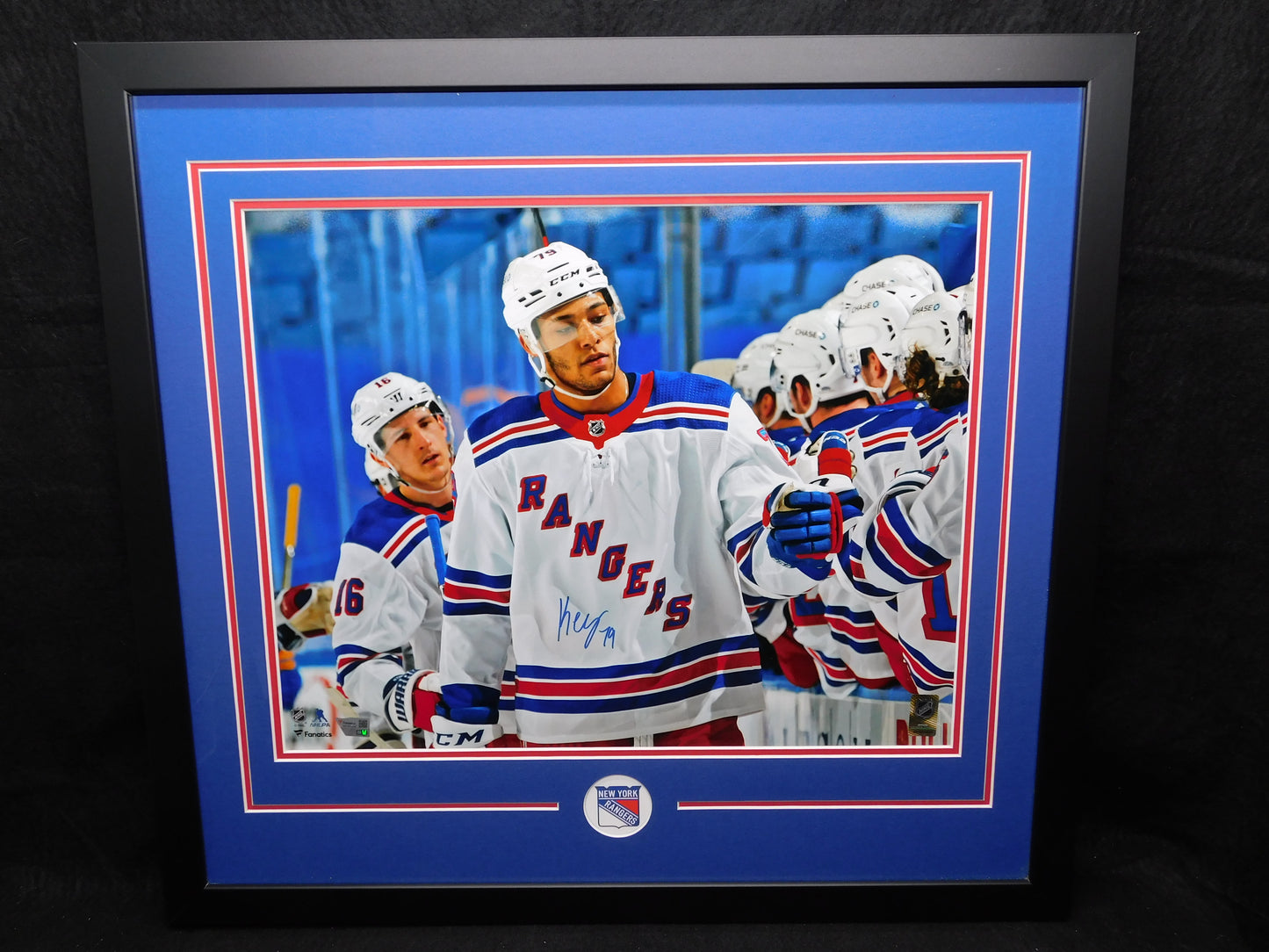 K'Andre Miller Signed Autographed Framed 16x20 Photo New York Rangers Fanatics COA B