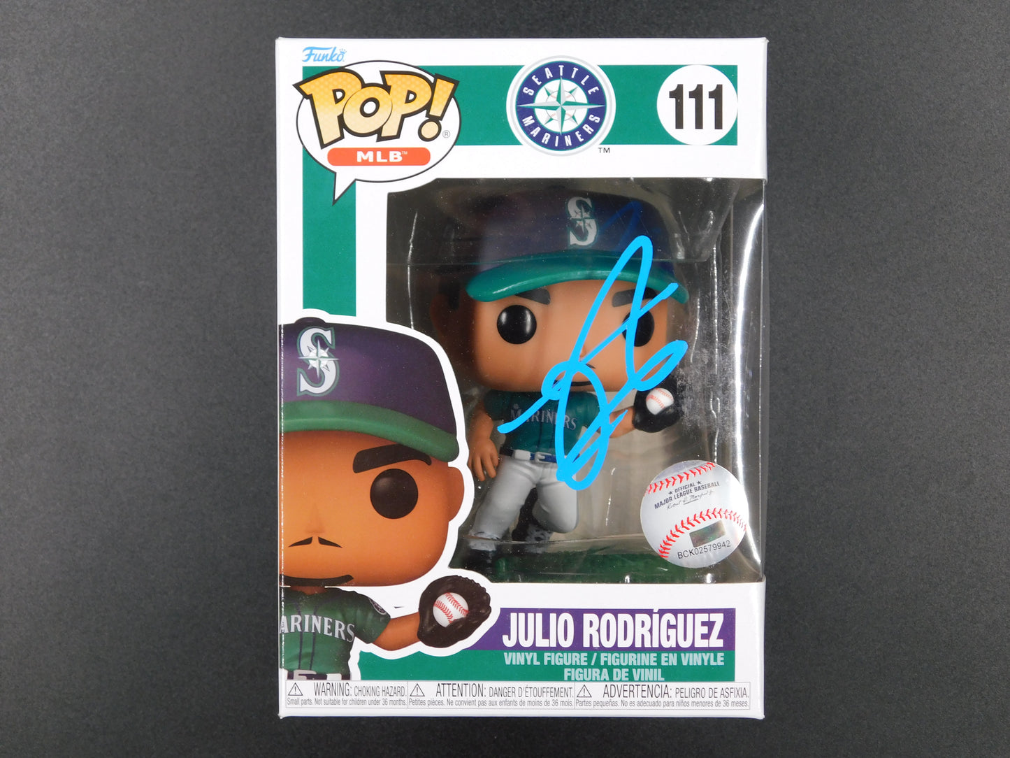Julio Rodríguez J-Rod Signed Autographed Funko Pop 111 Seattle Mariners MLB BAS COA A