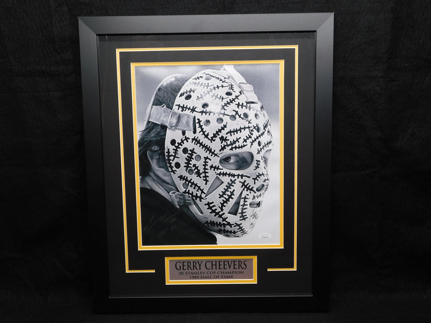 Gerry Cheevers Signed Autographed Framed 11x14 Photo Boston Bruins HOF JSA COA