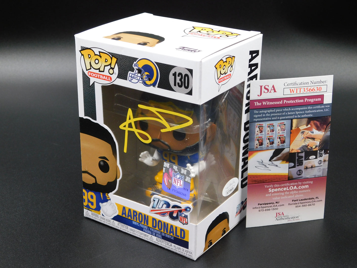 Aaron Donald Signed Autographed Funko Pop 130 Los Angeles Rams HOF JSA COA