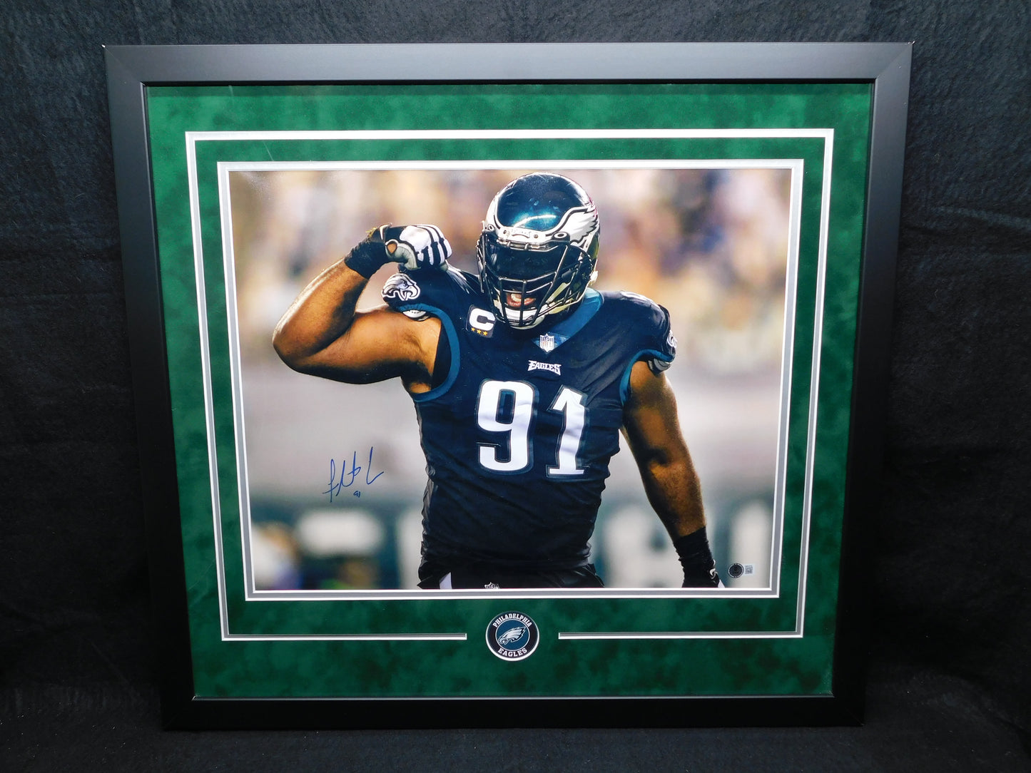 Fletcher Cox Signed Autographed Framed 16x20 Photo Philadelphia Eagles Super Bowl BAS COA B