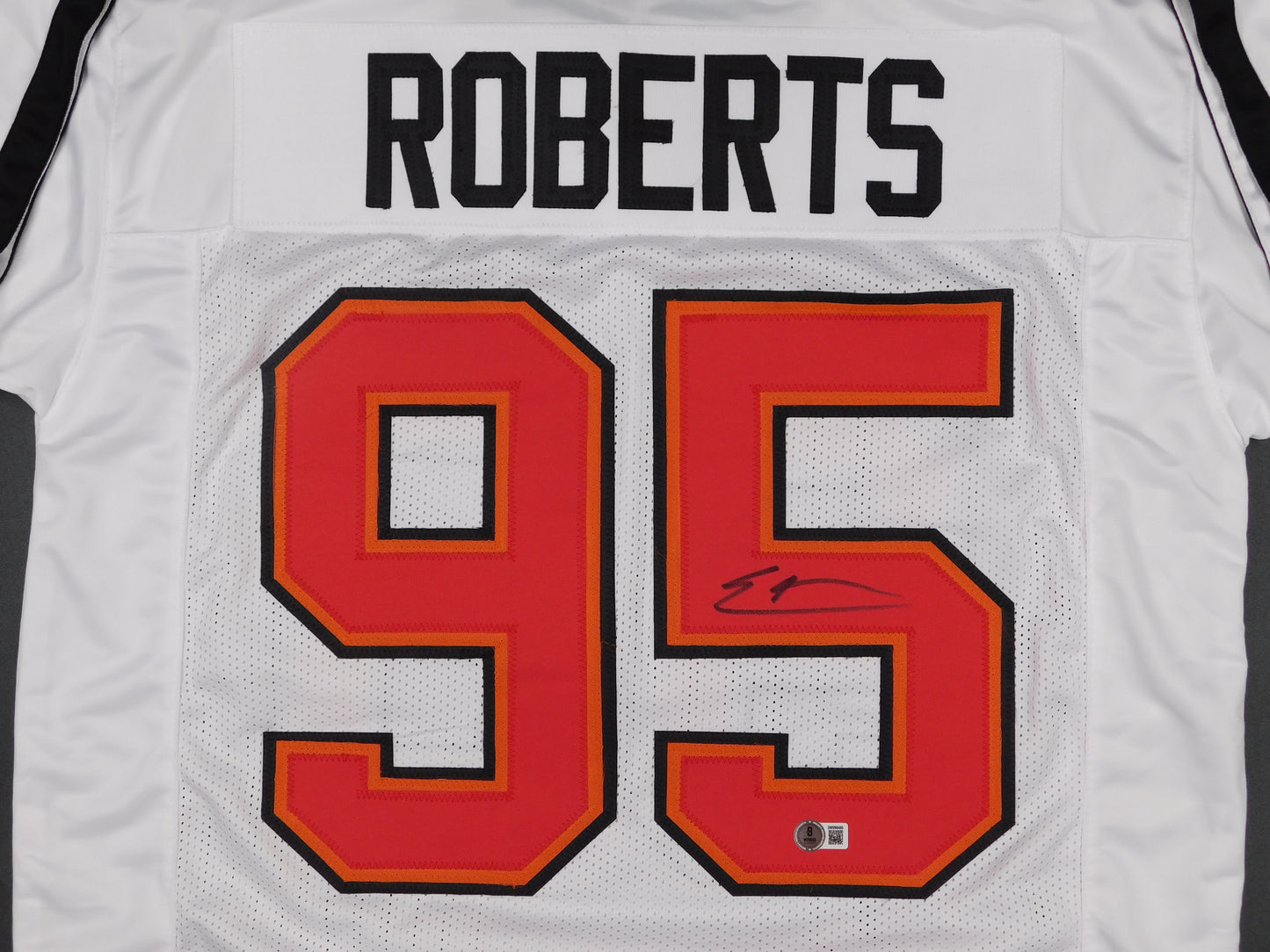 Elijah Roberts Signed Autographed Tampa Bay Buccaneers White Football Jersey BAS COA