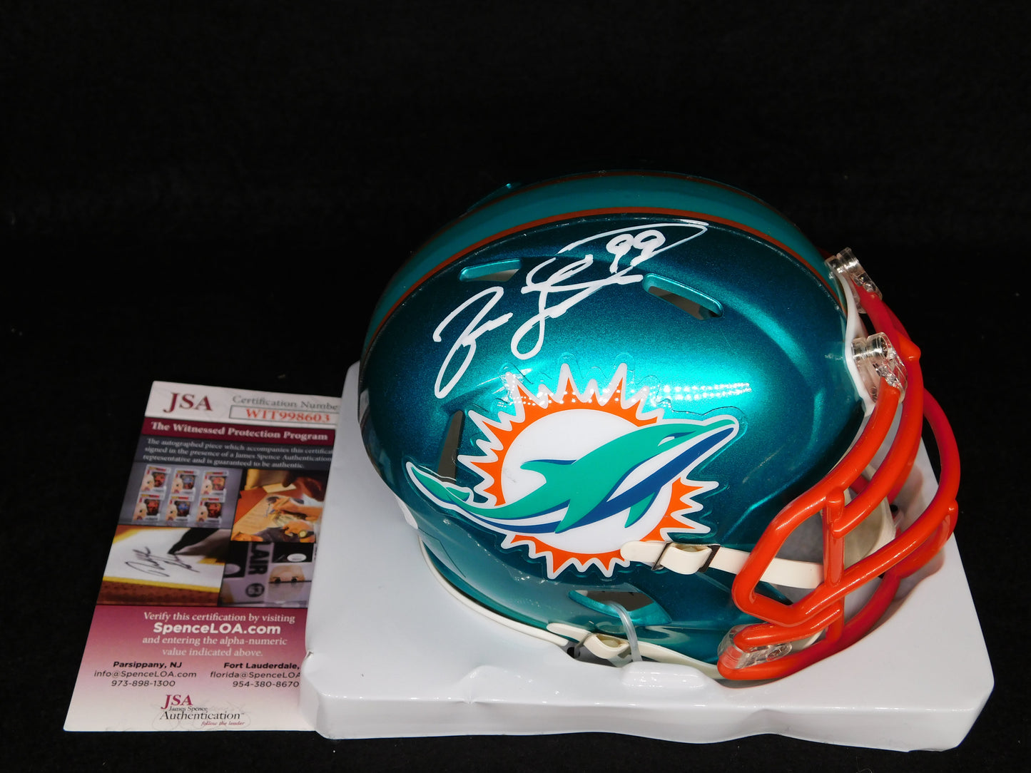 Jason Taylor Signed Autographed Miami Dolphins Flash Speed Mini Helmet JSA COA