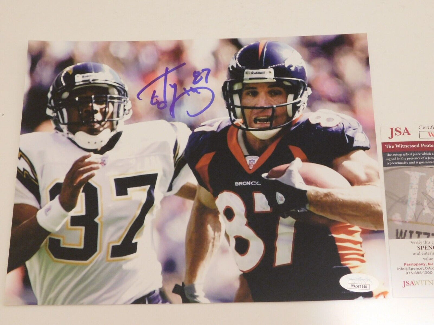 Ed McCaffrey Signed / Autographed 8x10 Photo Denver Broncos JSA COA