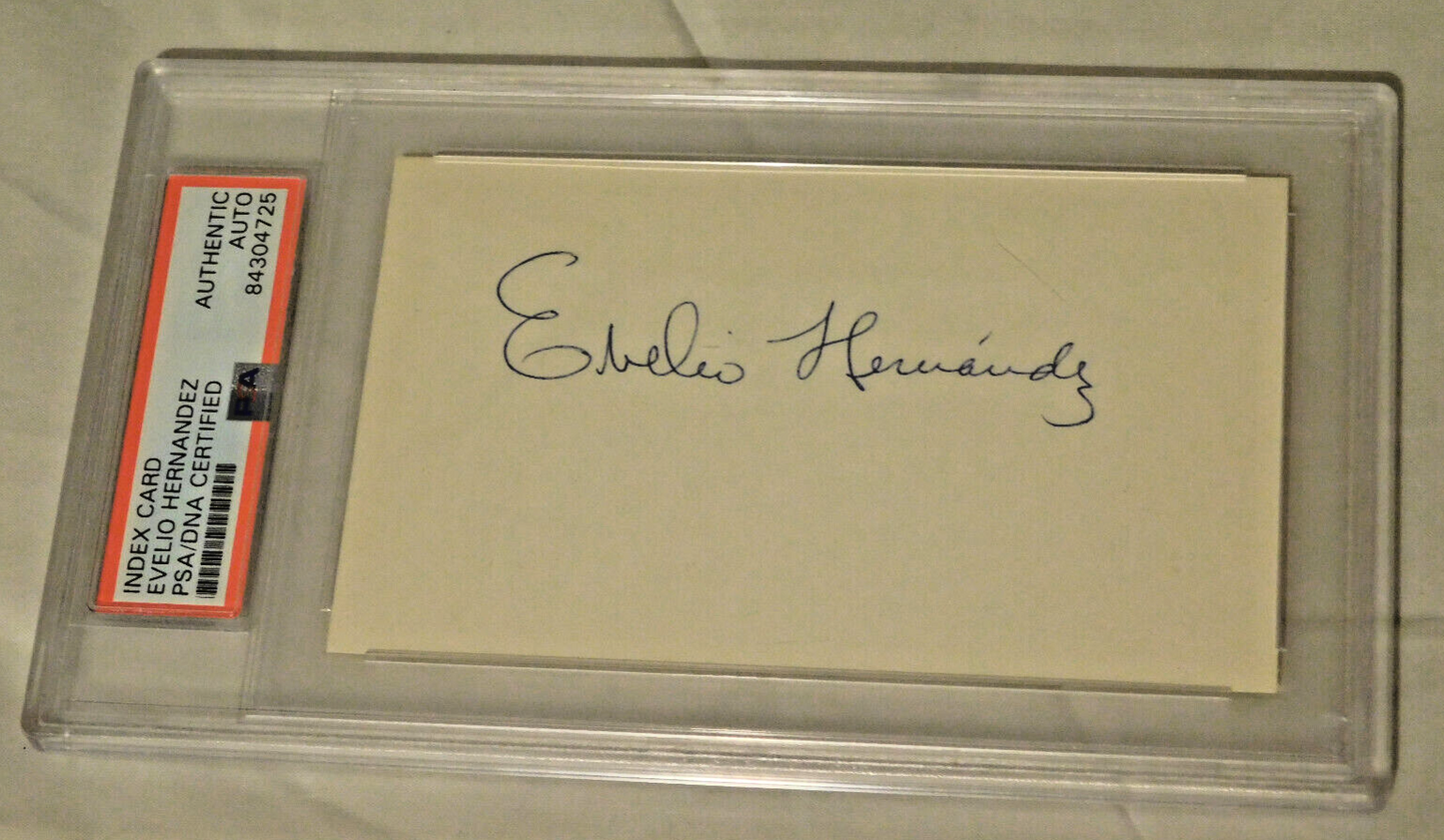 Evelio Hernandez (D. 2015) Signed /Autographed Index Card 1956 Senators PSA Slab