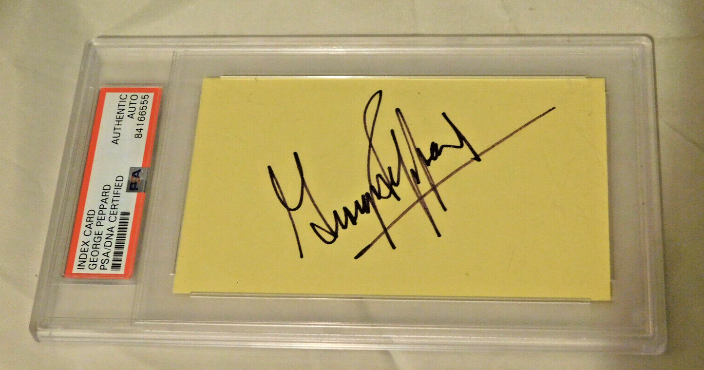 George Peppard (D.1994) Signed Index Card PSA Slab A-Team Breakfast at Tiffanys