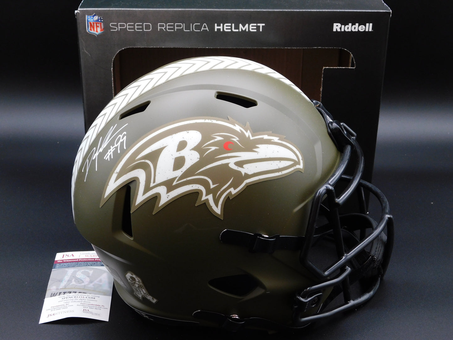 Odafe Oweh Signed / Autographed Full Size Baltimore Ravens Speed Salute To Service STS Helmet JSA COA