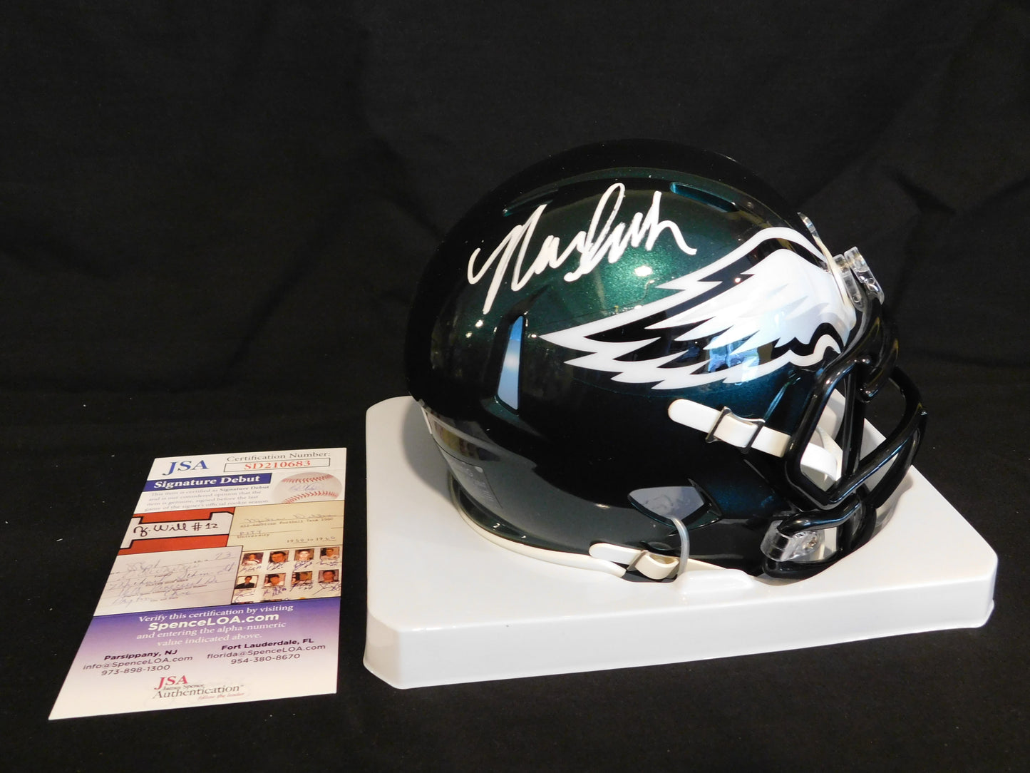 Nolan Smith Signed Autographed Philadelphia Eagles Speed Mini Helmet JSA COA