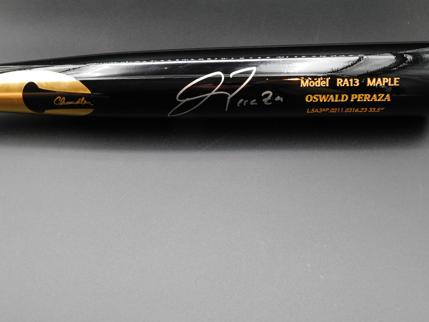 Oswald Peraza Signed / Autographed Game Model RA13 Maple Black Chandler Baseball Bat New York Yankees JSA COA