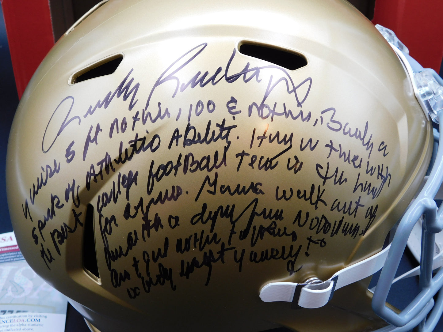 Rudy Ruettiger Signed / Autographed FS Full Size Speed Notre Dame Fighting Irish Helmet JSA COA