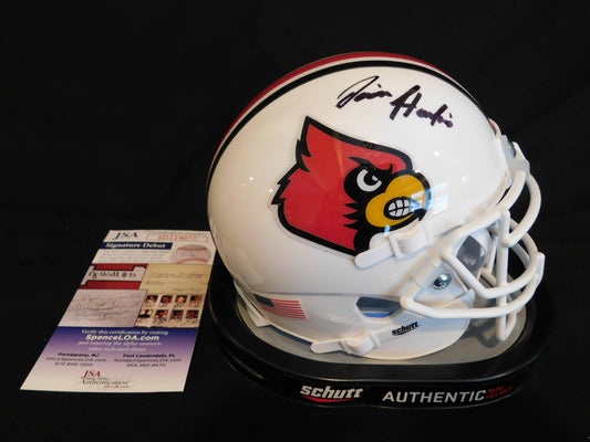 Javian Hawkins Signed Autographed Louisville Cardinals Schutt Mini Helmet JSA COA