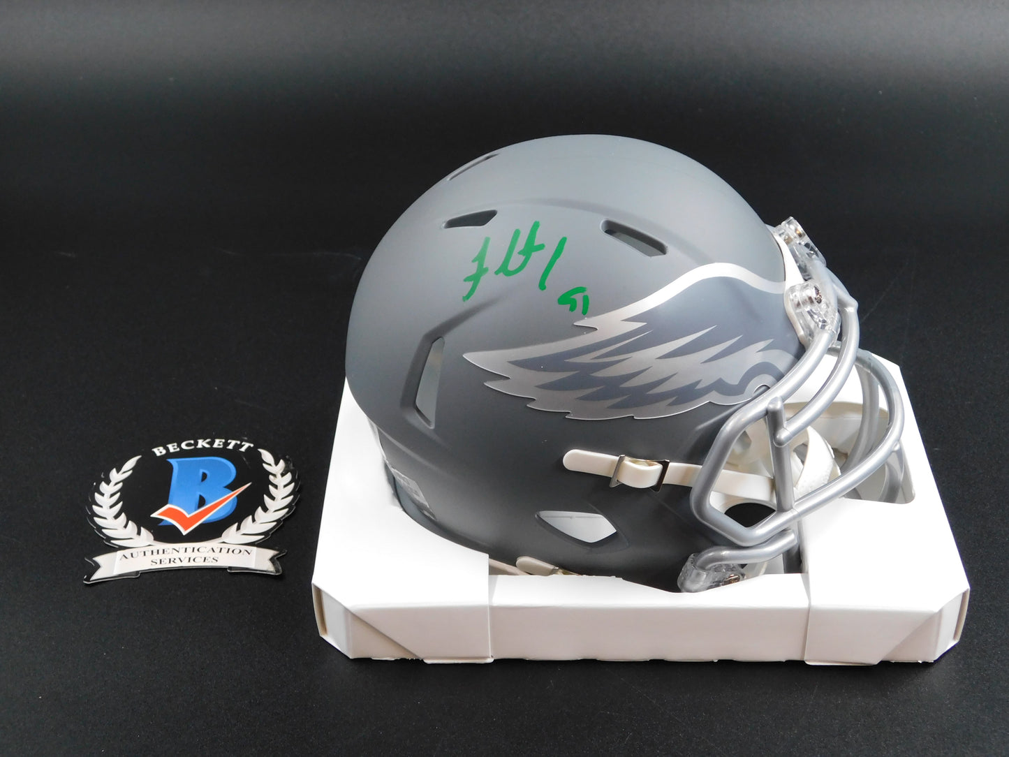 Fletcher Cox Signed Autographed Philadelphia Eagles Slate Speed Mini Helmet BAS COA