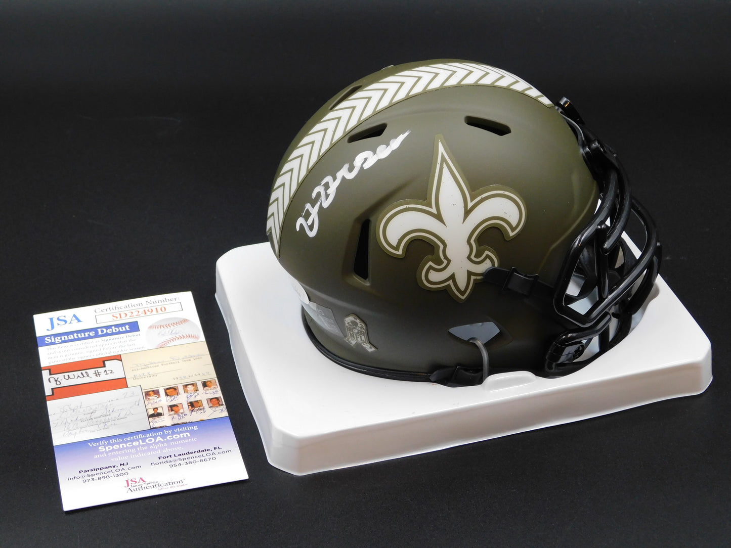 Bryan Bresee Signed Autographed New Orleans Saints STS Speed Mini Helmet JSA COA