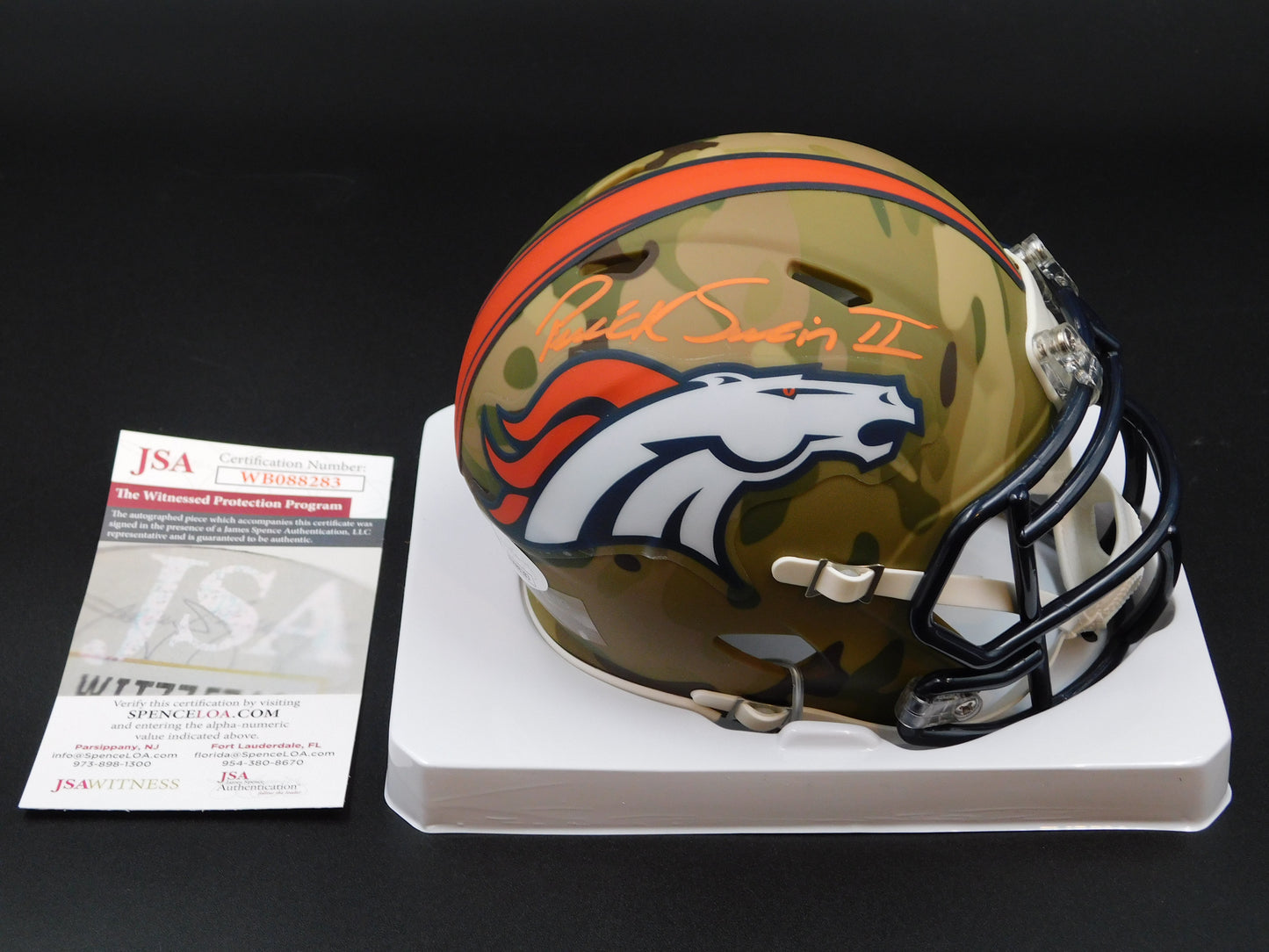 Patrick Pat Surtain II Signed Autographed Denver Broncos Camo Speed Mini Helmet JSA COA