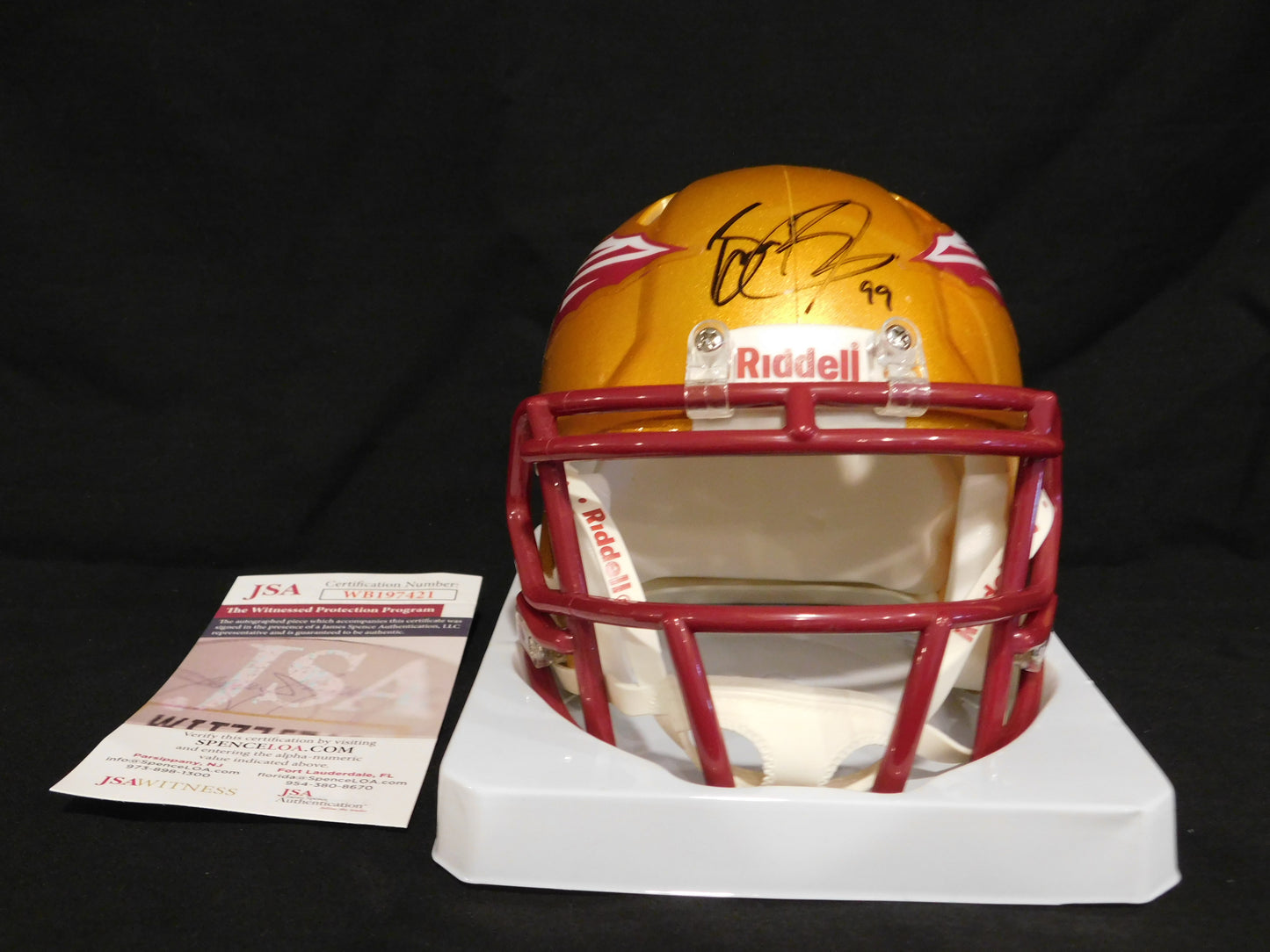 Brian Burns Signed Autographed Florida State Seminoles Speed Mini Helmet JSA COA